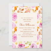 ピンクウォーターカラーガーデンフローラベビーシャワー 招待状 (正面)