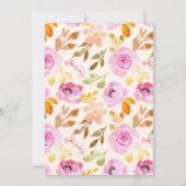 ピンクウォーターカラーガーデンフローラベビーシャワー 招待状 (裏面)