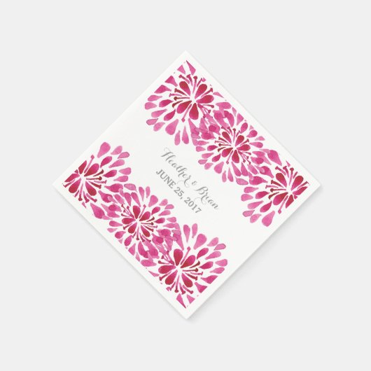 ピンクウォーターカラーキク紙ナプキンス スタンダードカクテルナプキン (角)