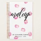 ピンクウォーターカラーキス – メイクアップアポイントメント プランナー手帳 (正面)