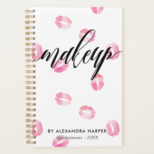 ピンクウォーターカラーキス – メイクアップアポイントメント プランナー手帳 (正面)