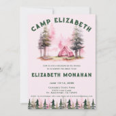 ピンクウォーターカラーキャンプバチェロレッテ週末 招待状 (正面)