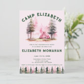 ピンクウォーターカラーキャンプバチェロレッテ週末 招待状 (スタンド正面)