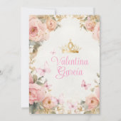 ピンクウォーターカラーキンセアニラ15アノス金ゴールドクラウン 招待状 (裏面)