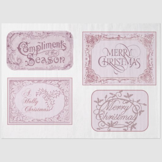 ピンクウォーターカラークリスマスシリーズデザイン10 薄葉紙 (正面)