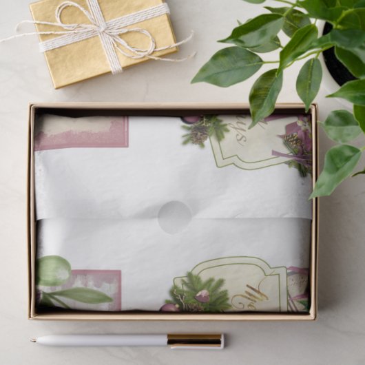 ピンクウォーターカラークリスマスシリーズデザイン13 薄葉紙 (ギフト)