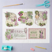 ピンクウォーターカラークリスマスシリーズデザイン13 薄葉紙 (クラフト)