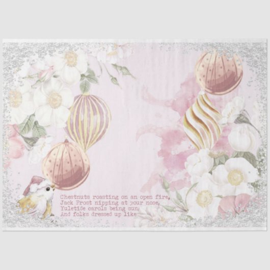 ピンクウォーターカラークリスマスシリーズデザイン7 薄葉紙 (正面)