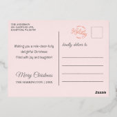 ピンクウォーターカラークリスマストナカイバラ金ゴールド 箔シーズンポストカード (裏面)