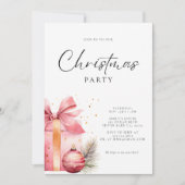 ピンクウォーターカラークリスマスパーティー 招待状 (正面)