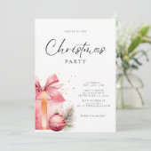 ピンクウォーターカラークリスマスパーティー 招待状 (スタンド正面)