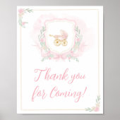 ピンクウォーターカラークレストありがとうござ来う ポスター (正面)