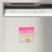 ピンクウォーターカラーグラム金ゴールド絞り染めXOXOグリッター マグネット (インサイチュ (食洗機))