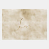 ピンクウォーターカラーグラム金ゴールド絞り染めXOXOグリッター ラッピングペーパーシート (正面3)