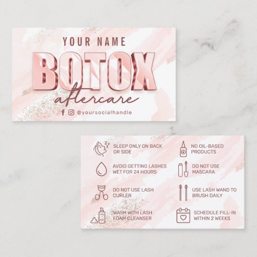 ピンクウォーターカラーグリッターアフターケアカード 名刺 (正面/裏面)