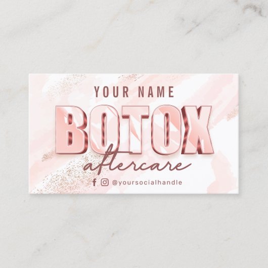 ピンクウォーターカラーグリッターアフターケアカード 名刺 (正面)