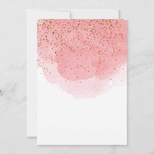 ピンクウォーターカラーグリッター金ゴールドクロスバプティスガール サンキューカード (裏面)