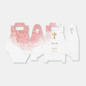 ピンクウォーターカラーグリッター金ゴールドクロスバプティスガール フェイバーボックス (折り畳みなし)