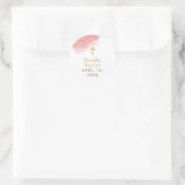 ピンクウォーターカラーグリッター金ゴールドクロスバプティスガール ラウンドシール (バッグ)