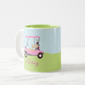 ピンクウォーターカラーゴルフカート名 ツートーンマグカップ (正面左)