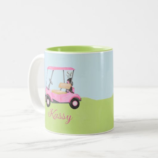 ピンクウォーターカラーゴルフカート名 ツートーンマグカップ (正面左)