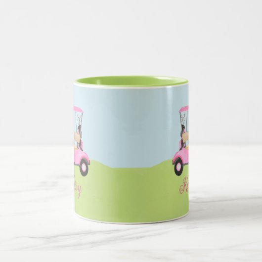 ピンクウォーターカラーゴルフカート名 ツートーンマグカップ (中央)