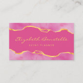 ピンクウォーターカラーゴールドフォイルラグジュアリー 名刺 (正面)