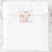 ピンクウォーターカラーゴールド箔ハート大豆キャンドルラベル スクエアシール (バッグ)