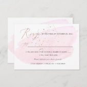 ピンクウォーターカラーシャンパンバブルRSVP w Meel 招待状 (正面/裏面)