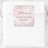 ピンクウォーターカラーシルバー紙吹雪ブライダルシャワー スクエアシール (バッグ)