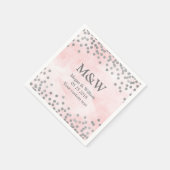 ピンクウォーターカラーシルバー結婚紙吹雪のナプキン スタンダードカクテルナプキン (角)