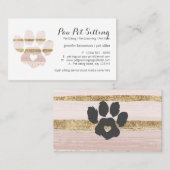 ピンクウォーターカラーストロークペットシッターグルーミングポー 名刺 (正面/裏面)