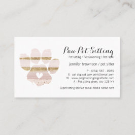 ピンクウォーターカラーストロークペットシッターグルーミングポー 名刺