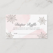 ピンクウォーターカラースノーフレークおむつラッフルチケット エンクロージャーカード (正面)