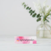 ピンクウォーターカラーソーシャルメディアミニ名刺 スキニー名刺 (スタンド正面)