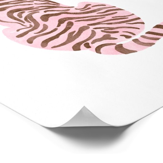 ピンクウォーターカラータイガーアート ポスター (角)