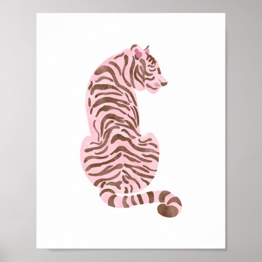ピンクウォーターカラータイガーアート ポスター (正面)