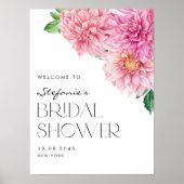 ピンクウォーターカラーダリアブライダルシャワーへようこそ ポスター (正面)