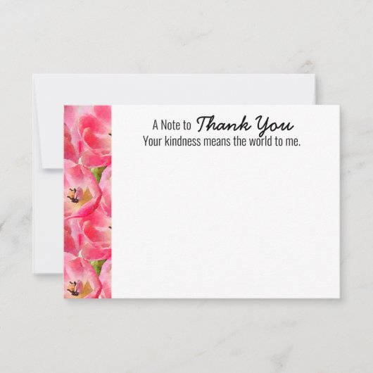 ピンクウォーターカラーチューリップサンキューフラットカード サンキューカード (正面)