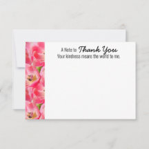 ピンクウォーターカラーチューリップサンキューフラットカード