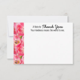 ピンクウォーターカラーチューリップサンキューフラットカード サンキューカード