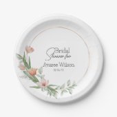 ピンクウォーターカラーチューリップブライダルシャワー ペーパープレート (正面)