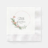 ピンクウォーターカラーチューリップブライダルシャワー 縁ありカクテルナプキン (正面)