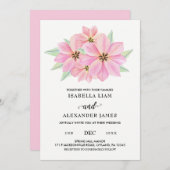ピンクウォーターカラーチューリップ結婚式招待状 招待状 (正面/裏面)