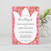 ピンクウォーターカラーチューリップ結婚式招待状 招待状 (スタンド正面)