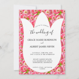 ピンクウォーターカラーチューリップ結婚式招待状 招待状
