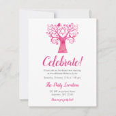 ピンクウォーターカラーツリーオブライフ披露宴 招待状 (正面)