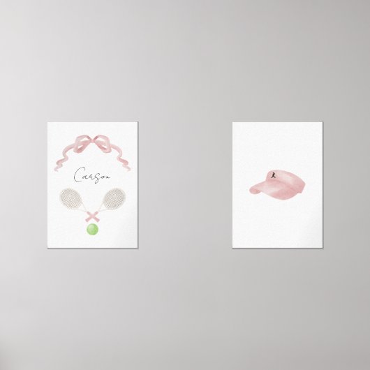 ピンクウォーターカラーテニス名前をカスタムするセット2ポスター (正面)