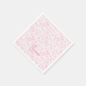 ピンクウォーターカラーデザイン名前をカスタムするスウィートシック スタンダードカクテルナプキン (角)