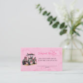 ピンクウォーターカラートラクターガールおむつラッフル 名刺 (スタンド正面)